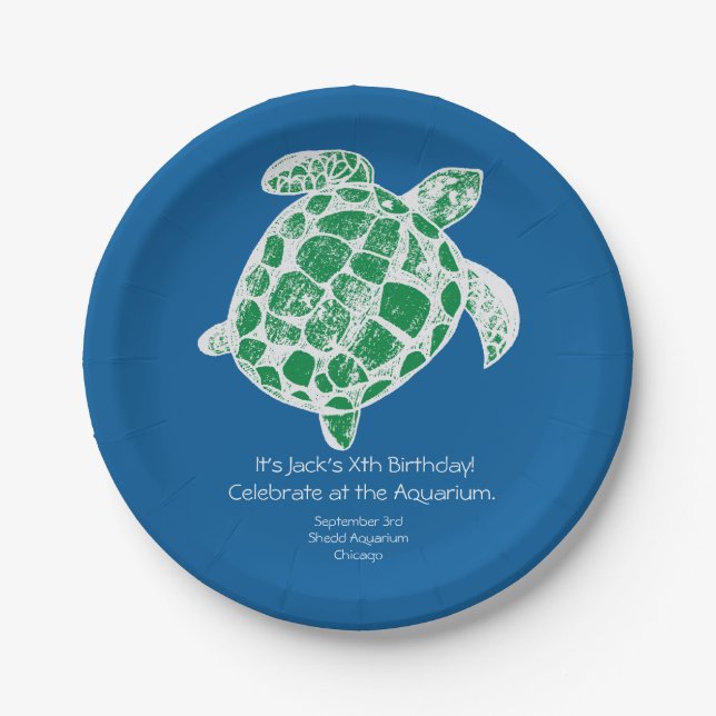 Batik Sea Turtle Kids Birthday Party Paper Plates. Plate (Front)