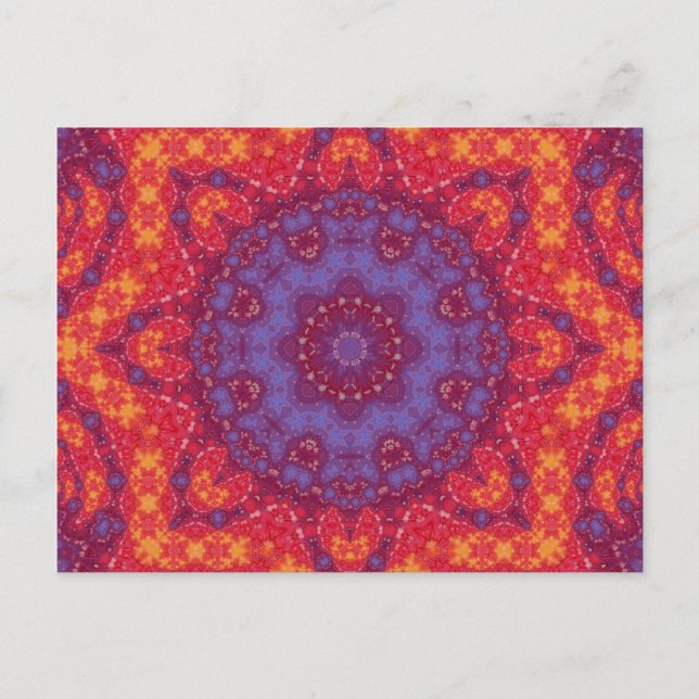 Batik Sunset Watercolor Mandala Postcard (Front)
