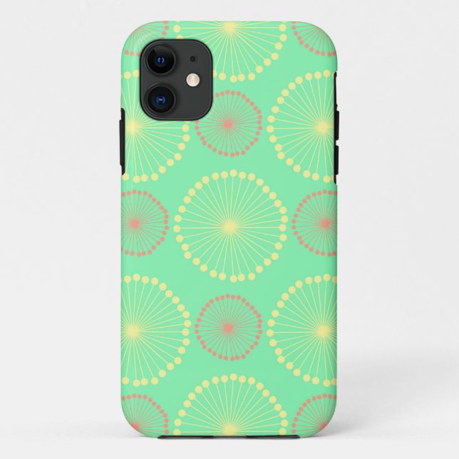 Batik tribal girly floral chic green dots pattern Case-Mate iPhone case (Back)