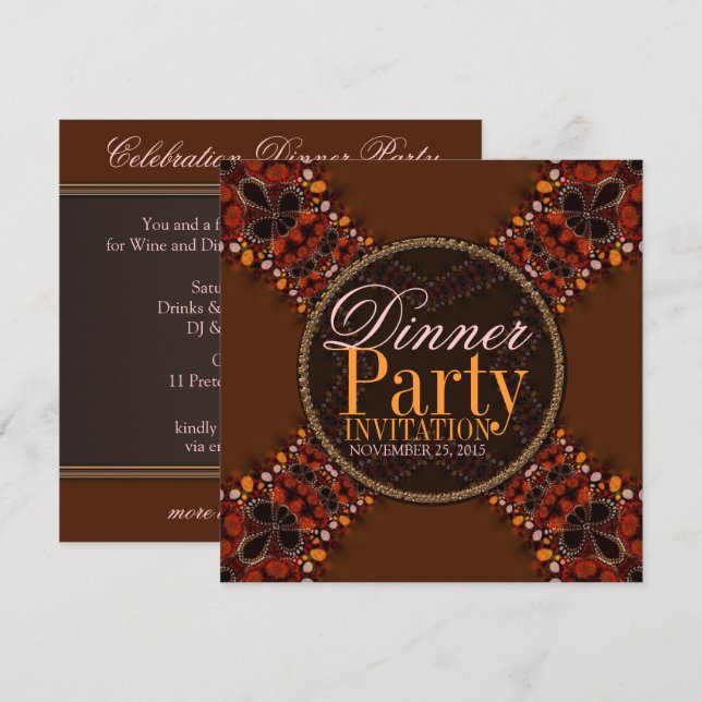 Batik Tribal Kross Dinner Party Invitations (Front/Back)