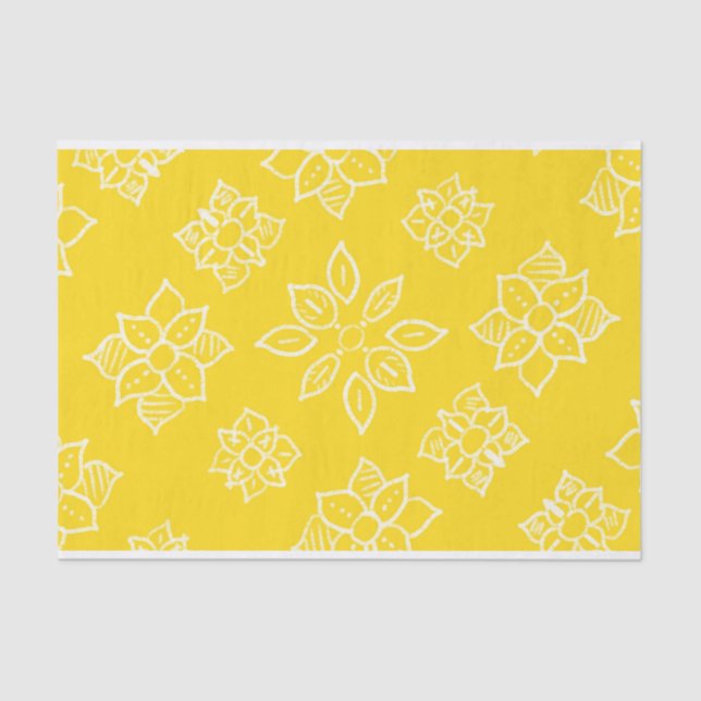 Batik Yellow Floral Tissue Paper (Front)