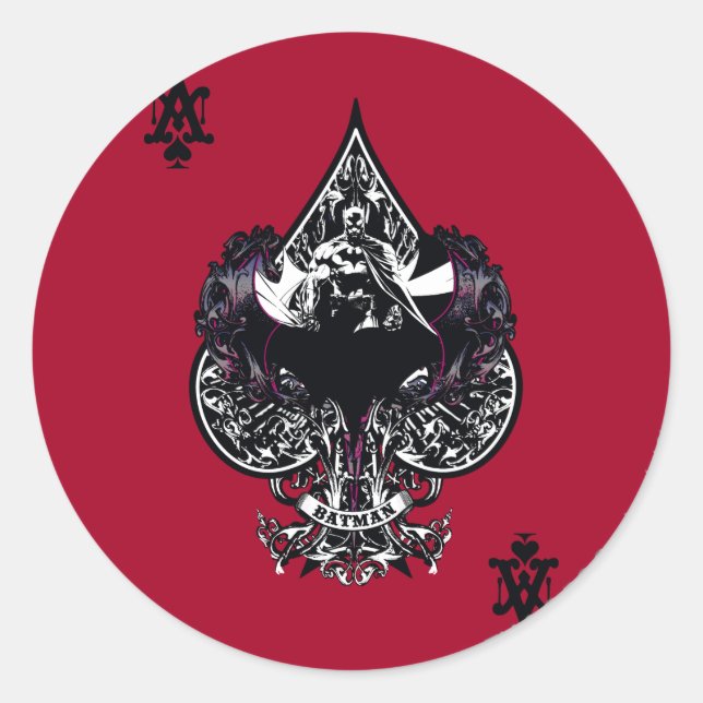 Batman Ace of Spaces Gothic Crest Classic Round Sticker (Front)