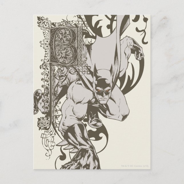 Batman and Decorated Letter B Postcard (Front)
