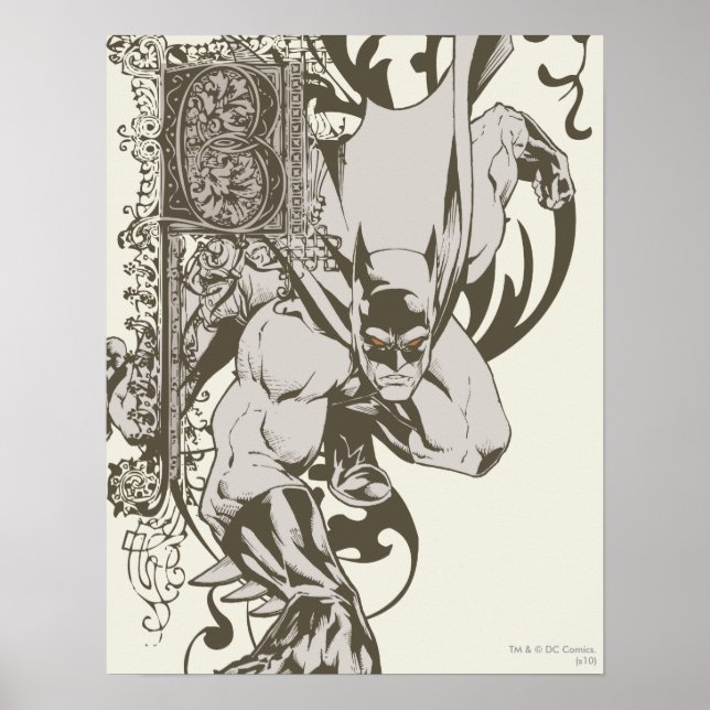 Batman and Decorated Letter B Poster (Front)