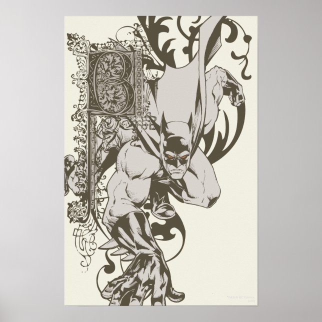 Batman and Decorated Letter B Poster (Front)