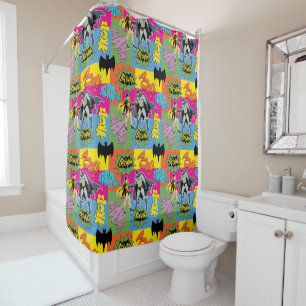 Batman and Robin   Action Handshake Pattern Shower Curtain