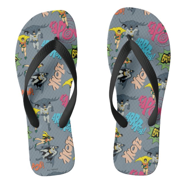 Batman And Robin Action Pattern Thongs (Footbed)