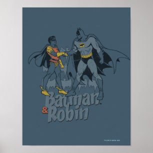 Batman And Robin Distressed Graphic Poster
