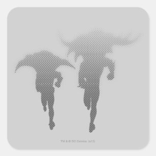 Batman And Robin Halftone Gradient Square Sticker