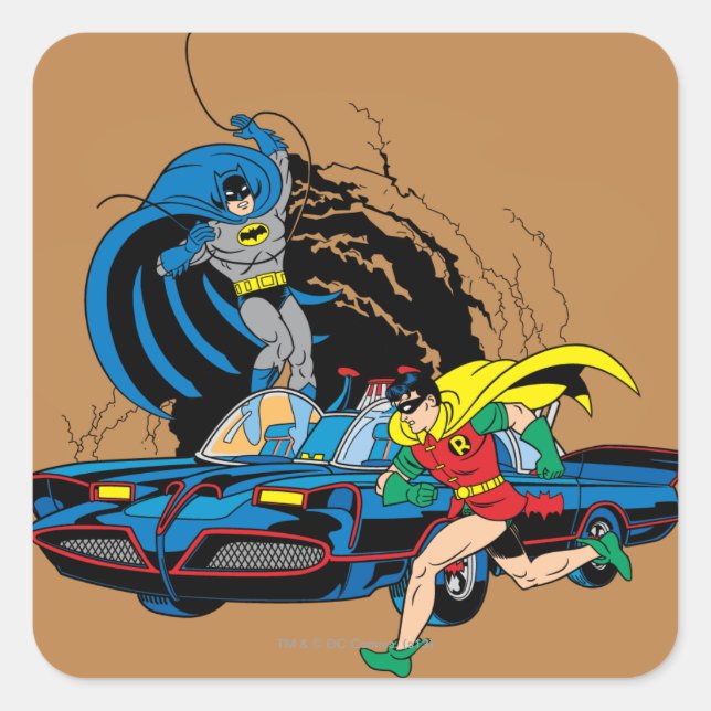 Batman And Robin In Batcave Square Sticker (Front)
