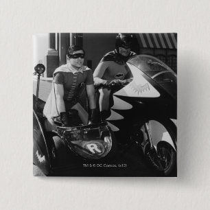 Batman and Robin in Batcycle 15 Cm Square Badge