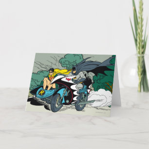 Batman And Robin In Batcycle Card