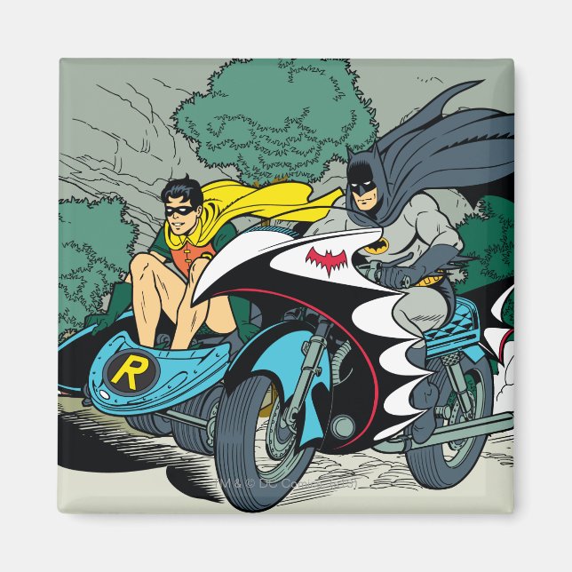 Batman And Robin In Batcycle Magnet (Front)