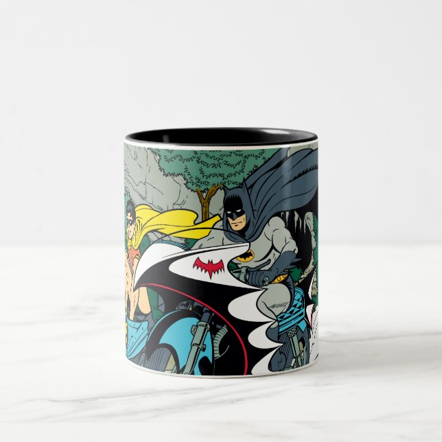 Batman And Robin In Batcycle Two-Tone Coffee Mug (Center)