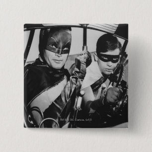 Batman and Robin In Batmobile 15 Cm Square Badge