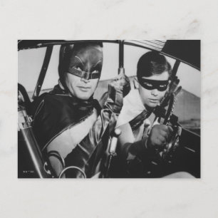 Batman and Robin In Batmobile Postcard