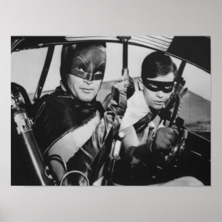 Batman and Robin In Batmobile Poster