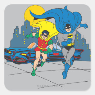 Batman And Robin Running Square Sticker