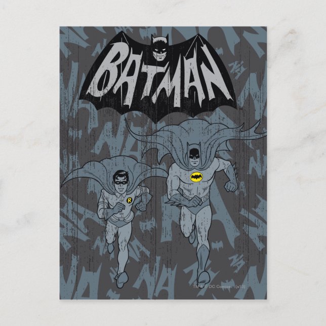 Batman And Robin With Logo Distressed Graphic Postcard (Front)