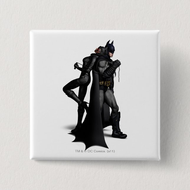Batman Arkham City | Batman and Catwoman 15 Cm Square Badge (Front)