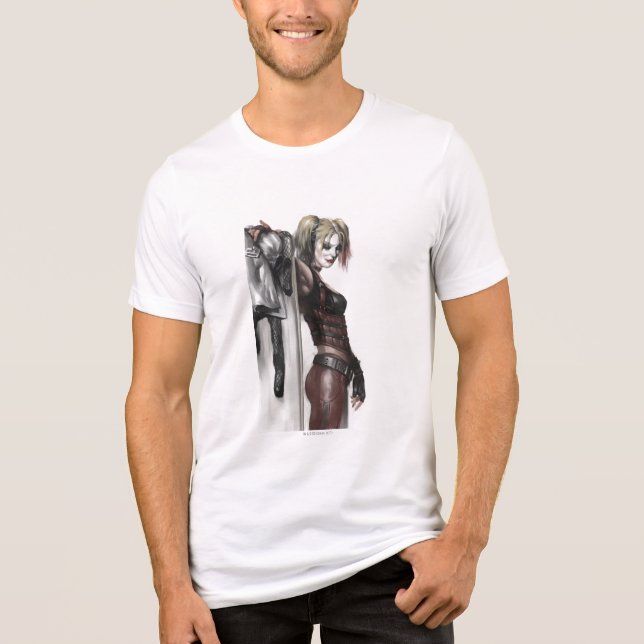 Batman Arkham City | Harley Quinn Illustration Tri-Blend Shirt (Front)