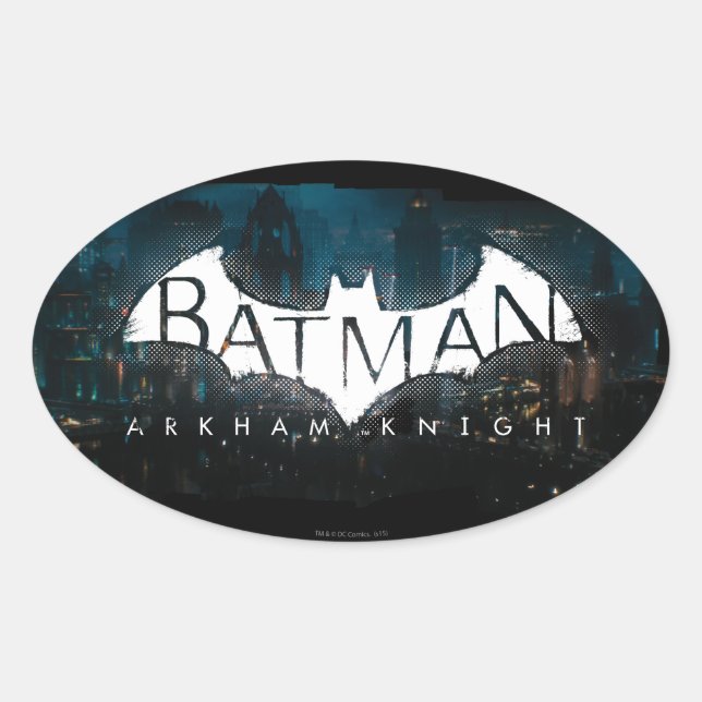 Batman Arkham Knight Gotham Logo Oval Sticker (Front)