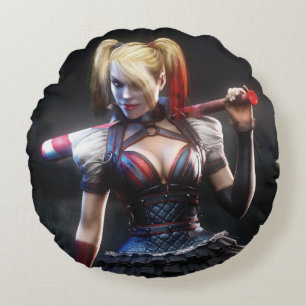 Batman Arkham Knight   Harley Quinn with Bat Round Cushion