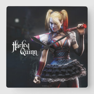 Batman Arkham Knight   Harley Quinn with Bat Square Wall Clock