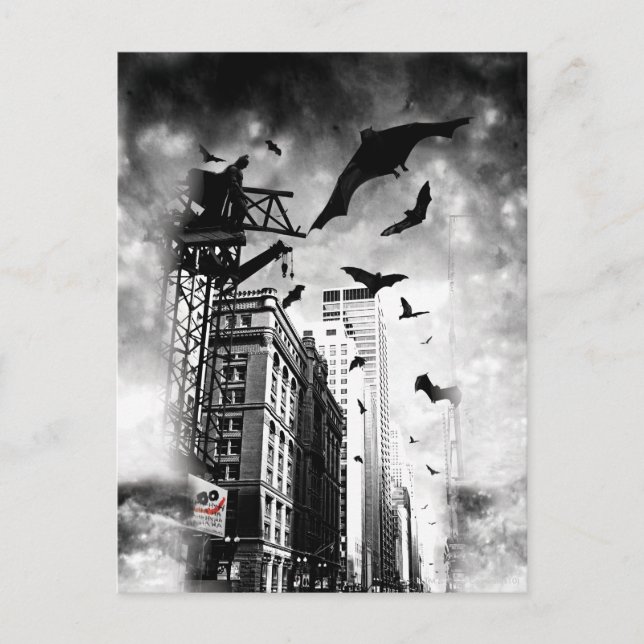 Batman | Bats Flying Through Gotham Postcard (Front)
