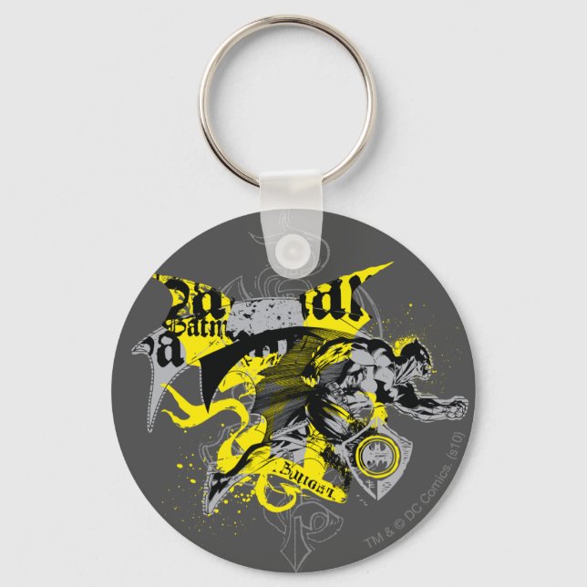 Batman Black and Yellow Collage Key Ring (Front)