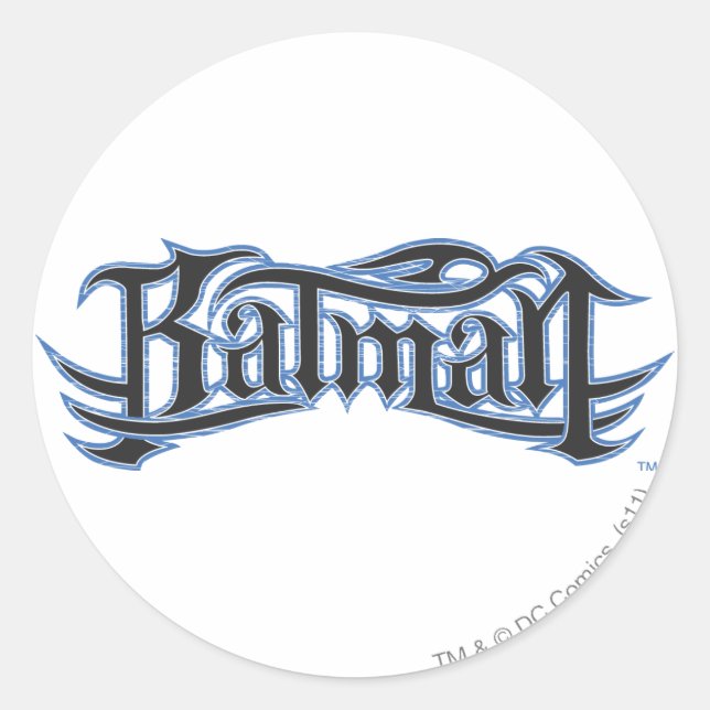 Batman | Blue Black Letters Logo Classic Round Sticker (Front)