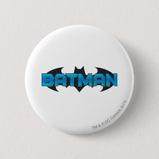 Batman | Blue Name Logo 6 Cm Round Badge (Front)