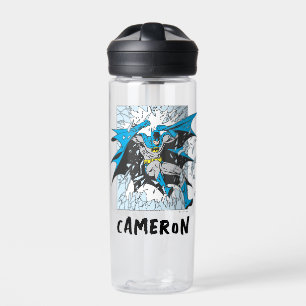 Batman Bursts Through Glass   Add Your Name Water Bottle