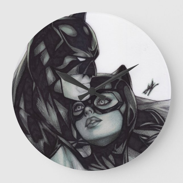Batman & Catwoman ~ Bruce wayne & Selina Kyle Large Clock (Front)