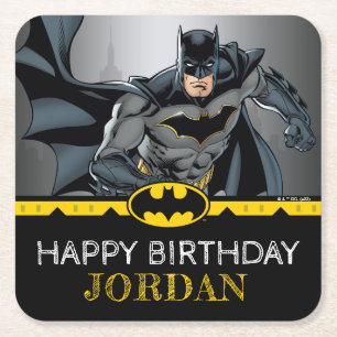 Batman Chalkboard Happy Birthday Square Paper Coaster