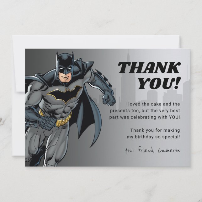 Batman | Chalkboard Happy Birthday Thank You Card (Front)