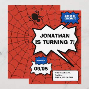 batman comic style kids birthday invitation