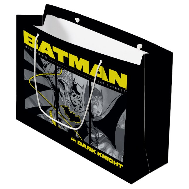 Batman Comic Tri-Panel Graphic Large Gift Bag (Front Angled)