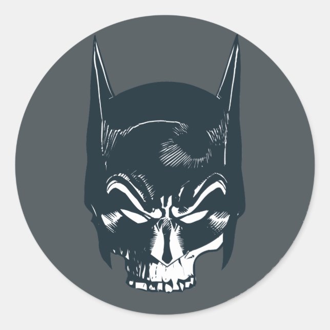 Batman Cowl/Skull Icon Classic Round Sticker (Front)
