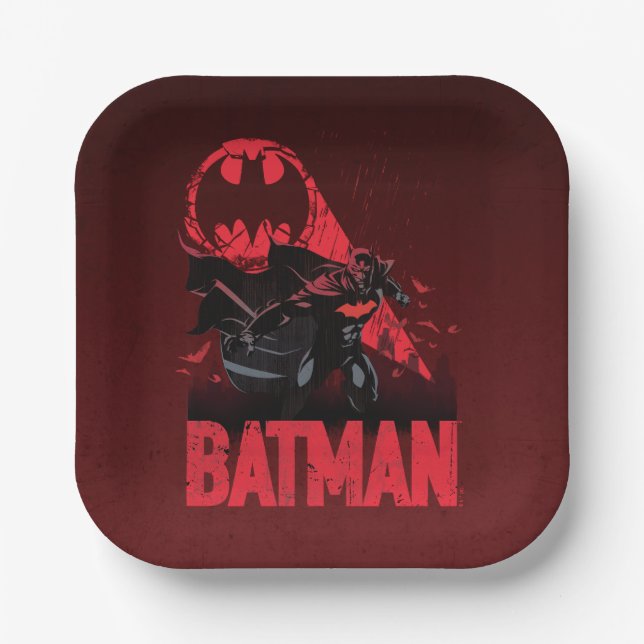 Batman Crimson Bat Signal Paper Plate (Front)