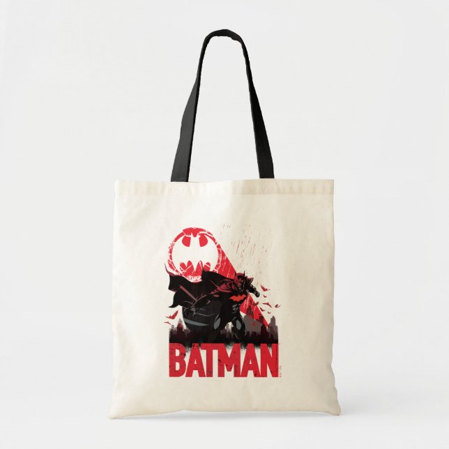 Batman Crimson Bat Signal Tote Bag (Front)