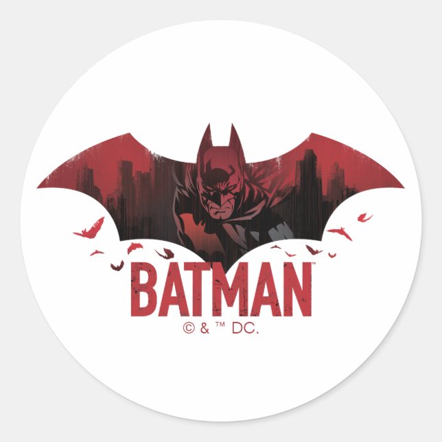 Batman Crimson Gotham Icon Classic Round Sticker (Front)