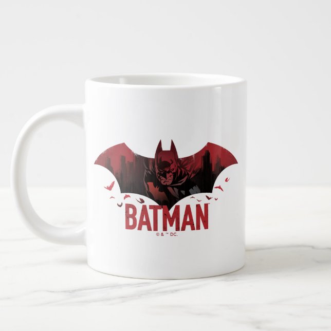 Batman Crimson Gotham Icon Large Coffee Mug (Left)