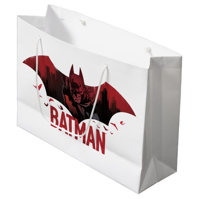 Batman Crimson Gotham Icon Large Gift Bag (Front Angled)