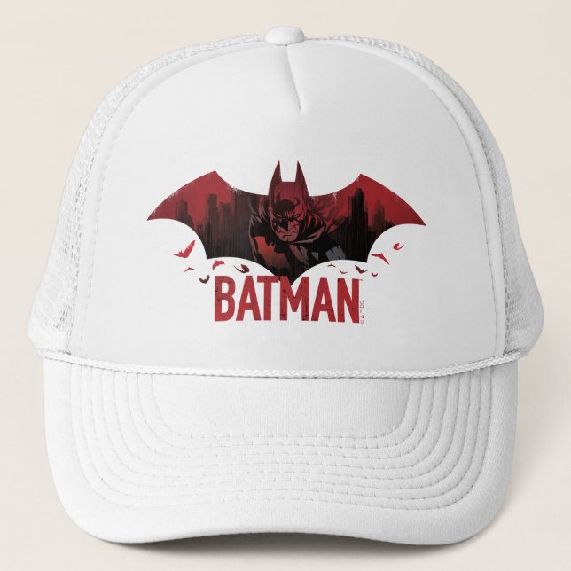 Batman Crimson Gotham Icon Trucker Hat (Front)