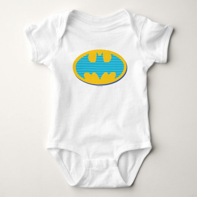 Batman | Cyan Stripes Symbol Baby Bodysuit (Front)