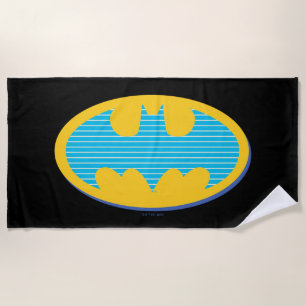 Batman Cyan Stripes Symbol Beach Towel