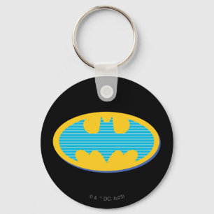 Batman   Cyan Stripes Symbol Key Ring