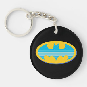 Batman   Cyan Stripes Symbol Key Ring