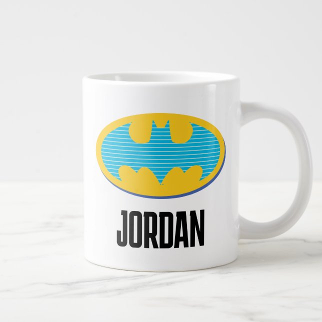 Batman | Cyan Stripes Symbol Large Coffee Mug (Right)